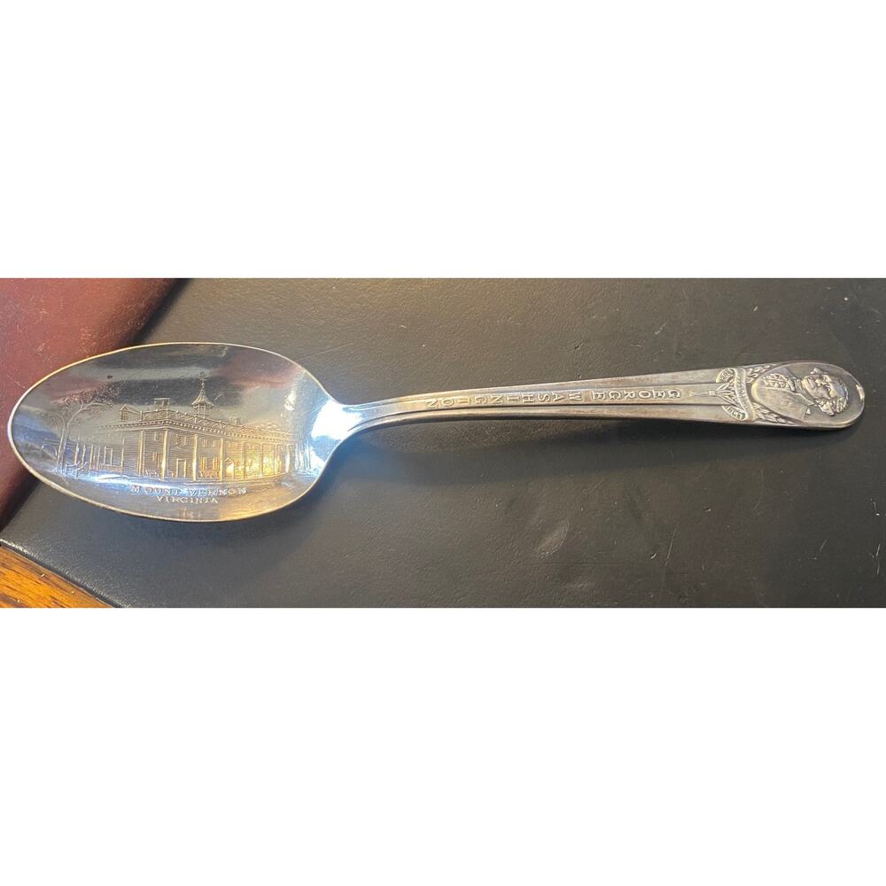 VTG Wm Rogers Silver Plate Mt Vernon, George Washington Spoon